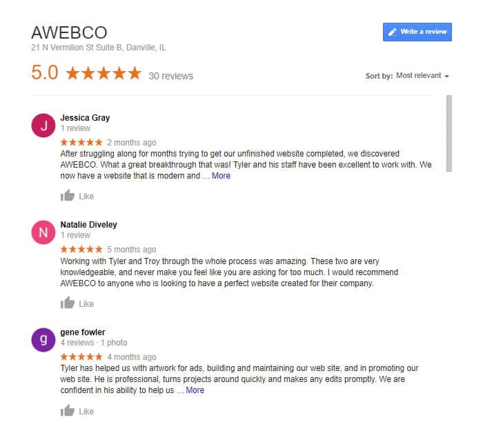 AWEBCO 5 Star Reviews