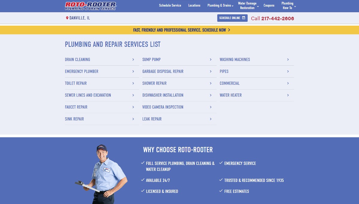 Plumber Services Page Content And Keywords Examples