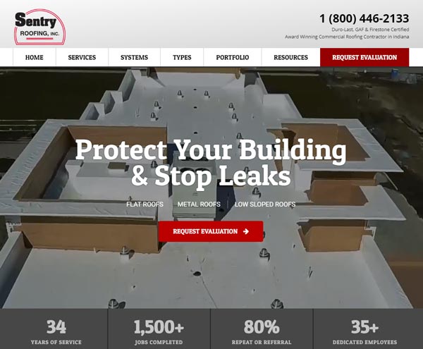 Sentry Roofing - example of good web design