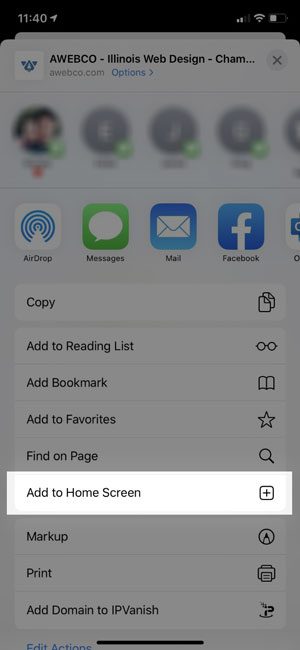 Add your Favicon to your iPhone home screen 2